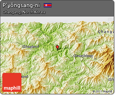 Physical 3D Map of P'yŏngsang-ni