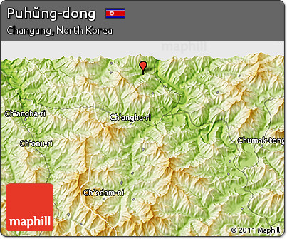 Physical 3D Map of Puhŭng-dong