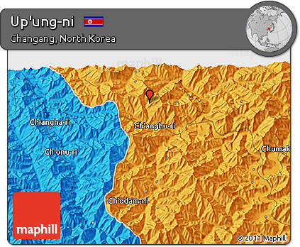 Political 3D Map of Up'ung-ni