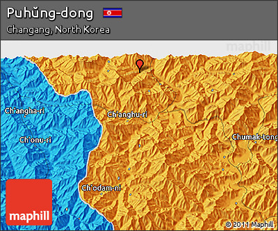 Political 3D Map of Puhŭng-dong