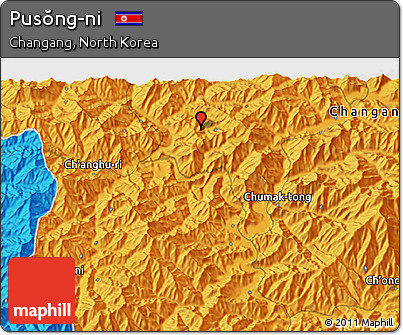 Political 3D Map of Pusŏng-ni