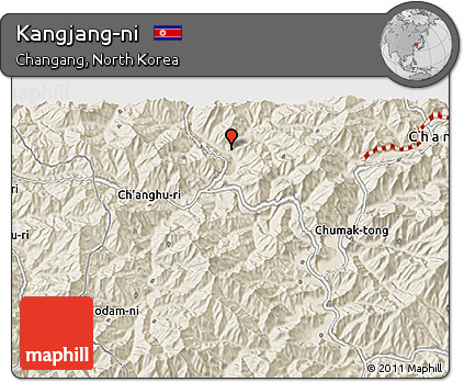 Shaded Relief 3D Map of Kangjang-ni