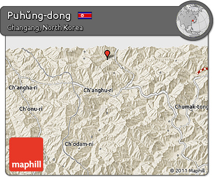 Shaded Relief 3D Map of Puhŭng-dong