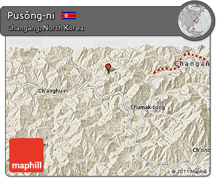 Shaded Relief 3D Map of Pusŏng-ni