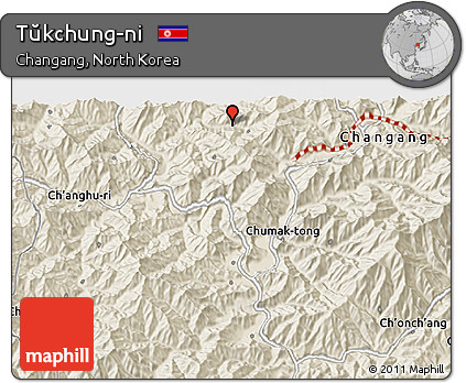 Shaded Relief 3D Map of Tŭkchung-ni