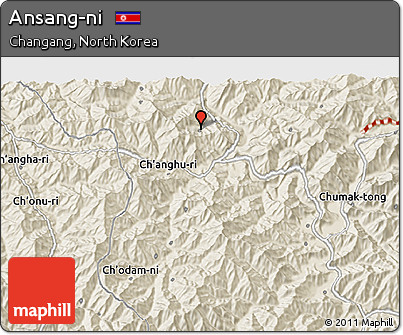 Shaded Relief 3D Map of Ansang-ni