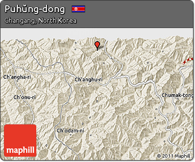 Shaded Relief 3D Map of Puhŭng-dong