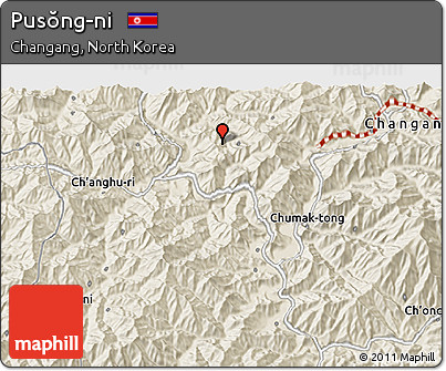 Shaded Relief 3D Map of Pusŏng-ni