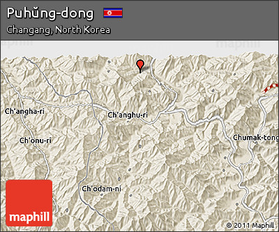 Shaded Relief 3D Map of Puhŭng-dong