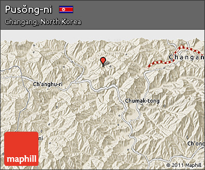 Shaded Relief 3D Map of Pusŏng-ni