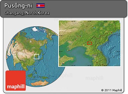 Satellite Location Map of Pusŏng-ni