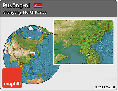 Satellite Location Map of Pusŏng-ni