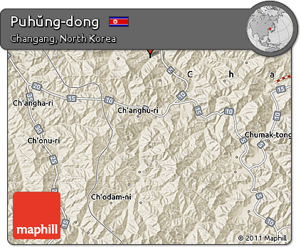 Shaded Relief Map of Puhŭng-dong