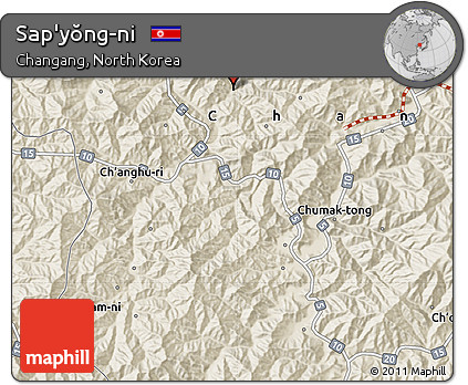 Shaded Relief Map of Sap'yŏng-ni