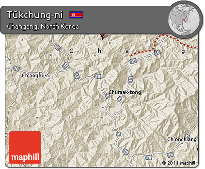 Shaded Relief Map of Tŭkchung-ni