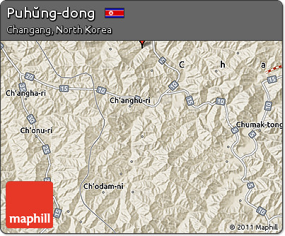 Shaded Relief Map of Puhŭng-dong