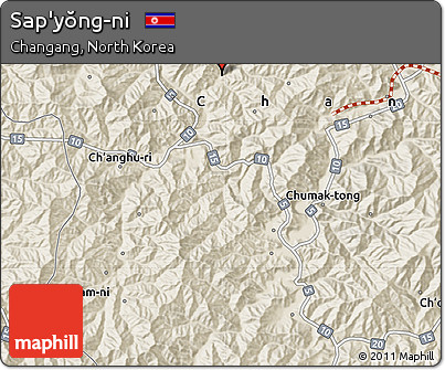 Shaded Relief Map of Sap'yŏng-ni