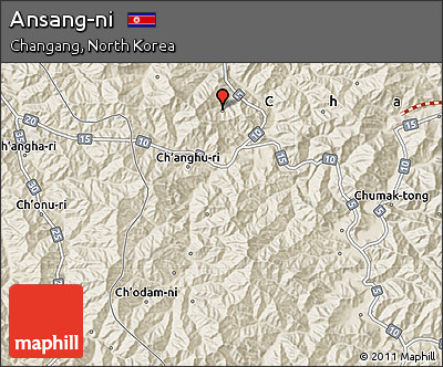 Shaded Relief Map of Ansang-ni