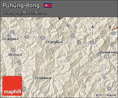 Shaded Relief Map of Puhŭng-dong