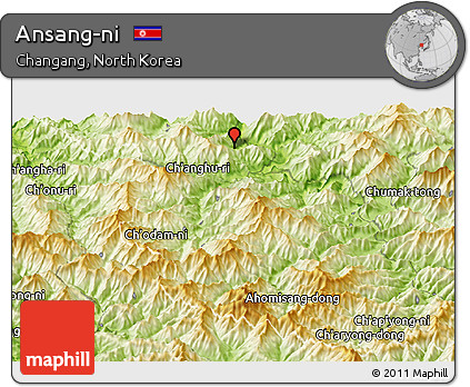 Physical Panoramic Map of Ansang-ni