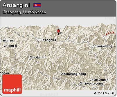 Shaded Relief Panoramic Map of Ansang-ni