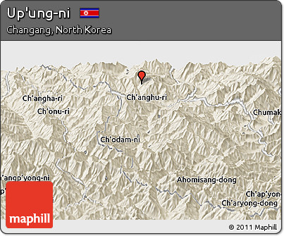 Shaded Relief Panoramic Map of Up'ung-ni