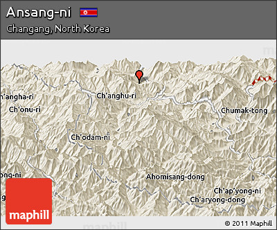 Shaded Relief Panoramic Map of Ansang-ni