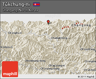 Shaded Relief Panoramic Map of Tŭkchung-ni
