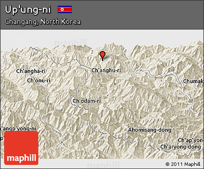 Shaded Relief Panoramic Map of Up'ung-ni