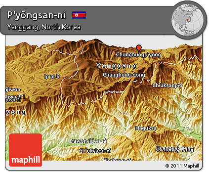 Physical Panoramic Map of P'yŏngsan-ni