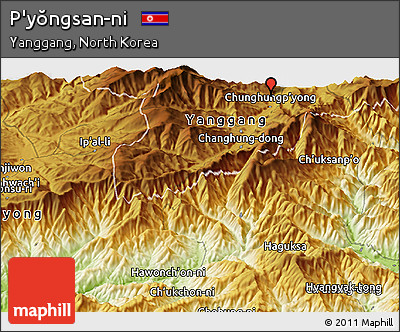 Physical Panoramic Map of P'yŏngsan-ni