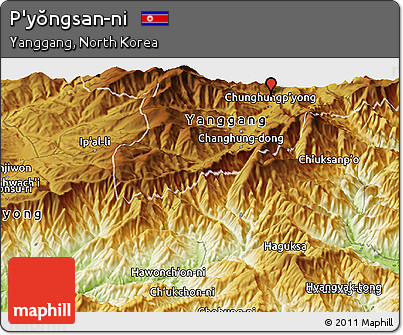 Physical Panoramic Map of P'yŏngsan-ni