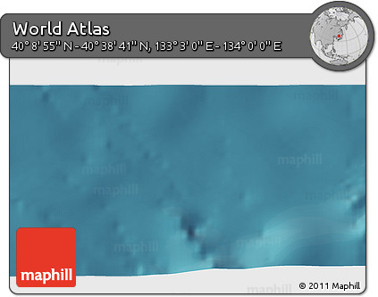 Satellite 3D Map of the Area around 40° 23' 48" N, 133° 31' 30" E