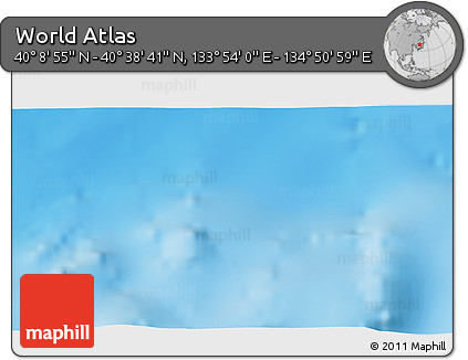 Physical 3D Map of the Area around 40° 23' 48" N, 134° 22' 30" E