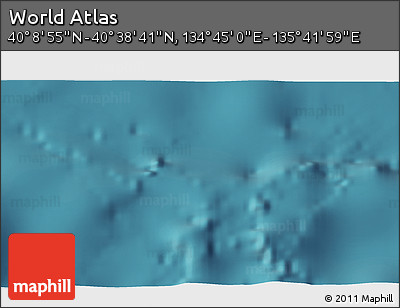 Satellite 3D Map of the Area around 40° 23' 48" N, 135° 13' 29" E