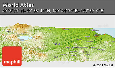 Physical Panoramic Map of the Area around 40° 23' 48" N, 141° 10' 30" E