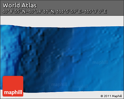 Physical 3D Map of the Area around 40° 23' 48" N, 144° 34' 29" E