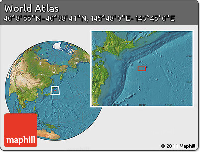Satellite Location Map of the Area around 40° 23' 48" N, 146° 16' 30" E
