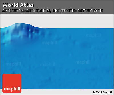 Physical 3D Map of the Area around 40° 23' 48" N, 147° 7' 30" E