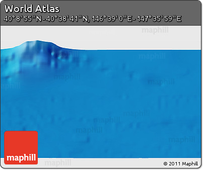 Physical 3D Map of the Area around 40° 23' 48" N, 147° 7' 30" E