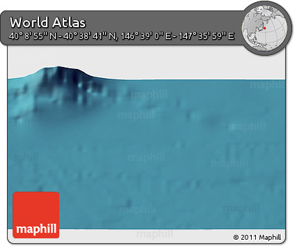 Satellite 3D Map of the Area around 40° 23' 48" N, 147° 7' 30" E