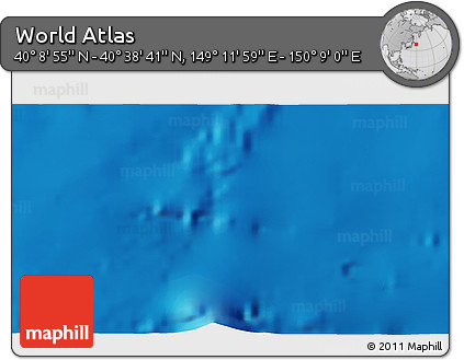 Physical 3D Map of the Area around 40° 23' 48" N, 149° 40' 30" E