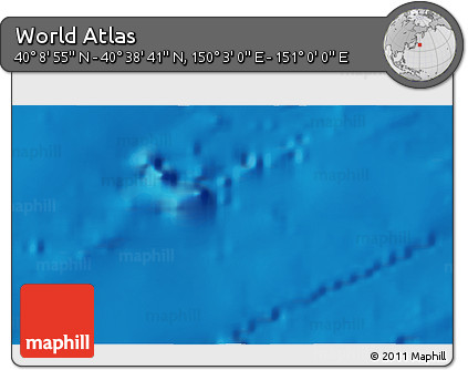 Physical 3D Map of the Area around 40° 23' 48" N, 150° 31' 30" E