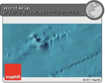 Satellite 3D Map of the Area around 40° 23' 48" N, 150° 31' 30" E