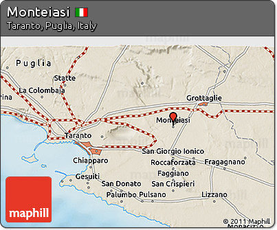 Shaded Relief 3D Map of Monteiasi