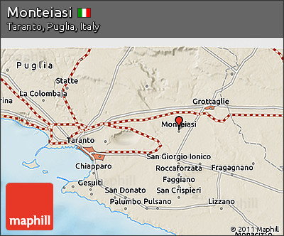 Shaded Relief 3D Map of Monteiasi