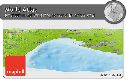 Physical Panoramic Map of the Area around 40° 23' 48" N, 17° 4' 30" E