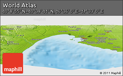 Physical Panoramic Map of the Area around 40° 23' 48" N, 17° 4' 30" E