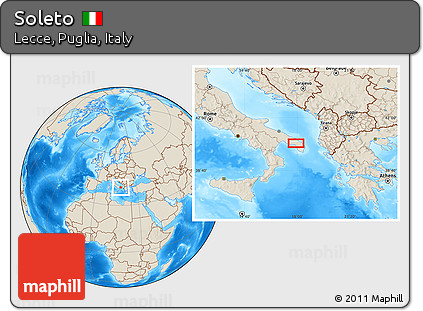 Shaded Relief Location Map of Soleto