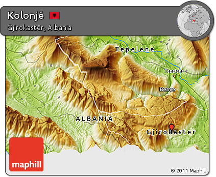 Physical 3D Map of Kolonjë
